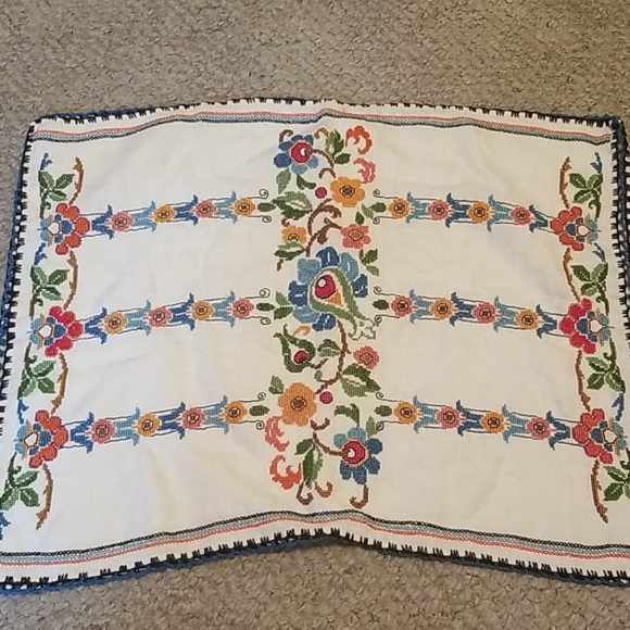 Vintage Handmade Cross Stich Pillow Cover - Picture 3 of 6